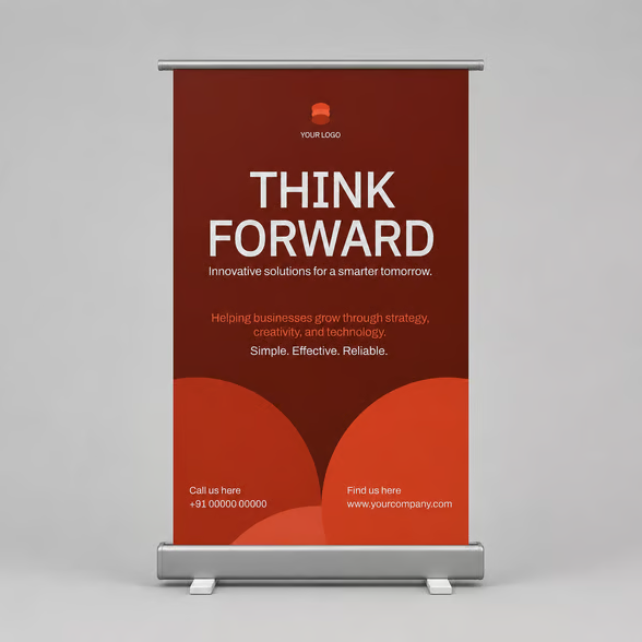 Bold Red Business Roll-up Banner Mockup